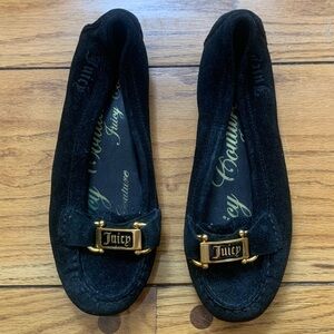Juicy Couture Pam Gela Gold Enameled Logo Loafers Shoes Black Women’s 7.5M